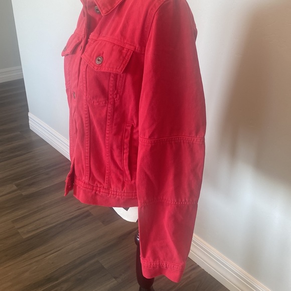 We The Free People Rumors Red Denim Jacket Size L NWT! color: strawberry fields - Picture 5 of 16